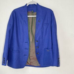 Vintage Geiger Indigo Blue Linen Jacket Size Medium